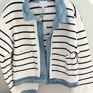 Mable Women's Striped Cardigan - Black and White